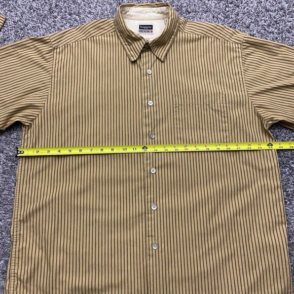 Vintage Striped Button Down Shirt Long Sleeve Vertical Stripe y2k Brown Large - Picture 5 of 8